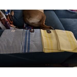 Cristal Gingham Check Kitchen Towels Set 4 Yellow Blue 80s 70s Dish Rags Set 4